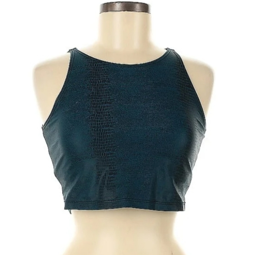 Onzie teal snakeskin print bra tank